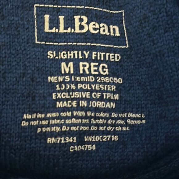 Men's L.L.Bean Sweater Fleece Pullover Slightly Fitted size M Medium 298050 Blue - Picture 5 of 6